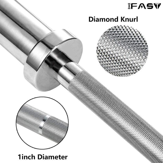 Barbell Rod Suitable For 2 'Olympic' Weight Plates, Home Fitness Weightlifting Bar, 4 Feet Solid Chrome Alloy Weight Rod, Fitness Training Curling Bar
