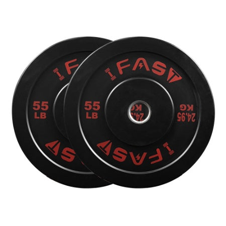 Olympic Bumper Weight Plates, Rubber Plate With 2-Inch Steel Insert Rubberized Weightlifting Barbell Plates 55LB, Pairs Or Sets